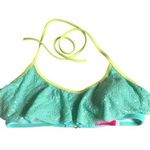 Victoria's Secret  Bikini Top Halter Sequin Ruffle Mint Green Yellow S Photo 0