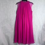 LT Lan Ting NWT Hot Pink Pearl Collar Aline Chiffon Overlay Midi Dress Sz SM Photo 1