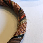 5 Boho Tan & Black Wooden Fabric Bangle Bracelets Photo 7