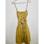 TOCCIN Women's Brown Khaki Square Neck Ruched Bodice Tie Waist Midi Dress Size 8 Photo 9