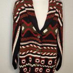 VTG Carol Little PM Wool Blend Multicolor Textured 90s Collared Cardigan Sweater Black Size M Photo 0