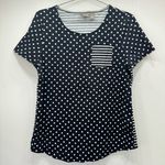 Chico's Chico’s Black with White Polka Dots & Stripes Short Sleeved Pocket Tee Size 1 M Photo 0
