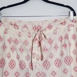 Artisan NY Cream and Red Linen Shorts Size XL Linen Paper Bag Waist Shorts Photo 3