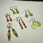 Bead Dangle Drop Pierced Earrings Lot Of 5 Beaded Green Orange Yellow Etc Photo 0