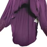 Free People Flutter By Peasant Lace Trim Square Neckline Blouse in Plum Photo 6