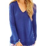 Lilly Pulitzer  Women’s Liesel Cobalt Blue Vneck Linen Sweater XS Photo 0