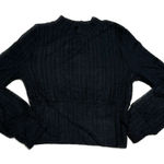 Band of Gypsies BAND OF THE FREE Raquel Black Ribbed Knit Cable Mock Neck Pullover Top NWT Small Photo 0