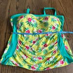 Lands' End Womens Yellow Green Pink Floral Tankini Swim Suit Top Plus Size 16 Photo 3
