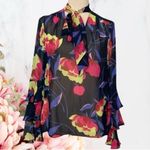 Guess by Marciano Guess Women's Marciano Dynasty Top Floral Print Neck Tie~ SZ M Photo 4