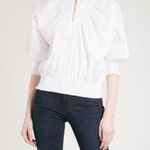 Maje Blouse S NWT Libou Popeline Victorian Smocked Batwing Ecru White Luxury Photo 1