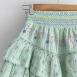 Love Shack Fancy Skirt Womens Medium Mint Ruffle Mini Embroidered Floral Tiered Photo 1