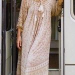 CHOWCHILLA VINTAGE | Boho Hippie Beige Floral maxi Dress Beige Tan Tassel | Smal Photo 0