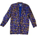 SK & Company Vintage Baroque Blazer Women’s Size 6 Blue Gold Shoulder Pads Photo 1