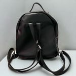 Black Glitter Faux Leather Mini Backpack with Pom Photo 2
