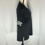 Adidas  Performance Mesh Sleeve  V-Neck Women’s Sport Shirt Black w/White Stripes Photo 6