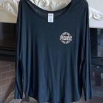 PINK - Victoria's Secret PINK Long Sleeve Black Knit Top Oversized Small Comfy Soft Shirt Photo 3