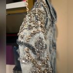 High end denim bejeweled dress with ruffled skirt Blue Size M Photo 6