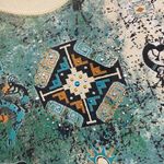 Cactus Shirt Womens Large Green Aztec Animals V Neck Rhinestones Tribal Casual Photo 3