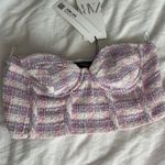 ZARA pink purple sweetheart zip up cropped corset top S Photo 6