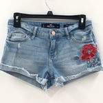 Hollister Low Rise Short‎ Short Floral Embroidered cuff 0/24w Blue Photo 0