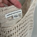 American Eagle Open Knit Crochet Tank Top Cream Cotton Blend Boho Style M Photo 2