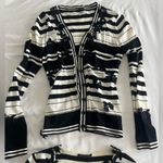 Chic Striped Top and shirt Set with Floral Accents Black Size 6 Photo 2