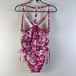 Kona Sol  One Piece Swimsuit Bathing Suit Medium Pink White NWT New Adjustable Photo 4