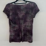 Axcess Blouse Shirt Top Women Medium Short Sleeve Nylon Mesh Gather Lined Purple Photo 5