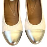 Clarks EUC Leather Hidden Low Wedge Flats White Silver Size 7 Photo 2