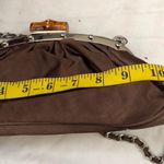 Stunning elegant VTG Brown satin glam clutch going out evening bag silver accents Excellent condition Photo 3