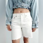 ZARA Distressed Jean Shorts Raw Hem White Sz 2 Denim Bermuda NWT Spring Preppy Photo 6
