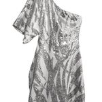 B Darlin B. Darlin One Shoulder White Silver Sequin Mini Y2K Party Dress Size 1/2 Junior Photo 0