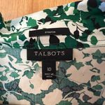 Talbots  Flower Faux Wrap Zip Shirt Top Green White Floral NWOT Size 10 Photo 10