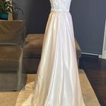 Women’s White Satin Full Length Prom Party Dress Corset Back Size 2 NWOT White Photo 6