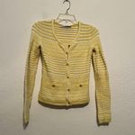 Trina Turk  yellow cable, net sweater, cardigan, size S petite ￼ Photo 1