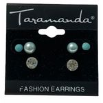 Taramanda‎ Trio Earring Set CZ Studs Tiny Stud Blue Blue Photo 1