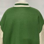 superdown New Faux Leather Sleeves Varsity Jacket Kai Green Ivory Size XL Photo 12