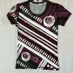 InkNBurn Short Sleeve T Shirt XXS Black Burgundy White Geometric‎ Print Workout Photo 0