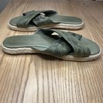 J/SLIDES Reva Green Camouflage Leather Slide Espadrille Sandals Size 7 Photo 4