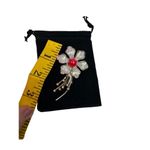 Rare purple sparkle enamel painted on silver tones brooch floral purple with red Gray Photo 3