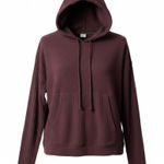 Chaser  XS Waffle‎ Knit Hoodie Pullover Maroon Cozy Minimalist Loungewear Comfy Photo 0