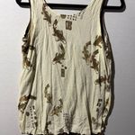 Soft Surroundings Women's L Linen Blend Tank Top Koi Fish Print Crinkle Texture Photo 0