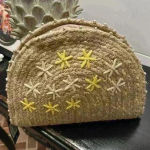 Lulus  Exceptionally Sunny Embroidered Half Moon clutch‎ NWT Photo 2