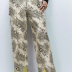 ZARA  Multicolored Printed High-Waisted Wide Leg Palazzo‎ Pants Size Small NEW Photo 0