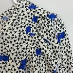 Maje  Lensam Printed Henley V-neck Short Puff Shoulder Blouse Size Small Photo 10