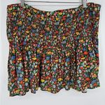 PERSEVERANCE London Poppy Floral Mini Skirt Smocked Tiered Ruffle Linen Sz 16 Black Photo 6