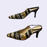 Salvatore Ferragamo  Satin Animal Print Slingback Heels - Size 8 Photo 1