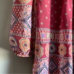 Miami Pleated Boho Tunic Tie Neck Shirt Dress Burgundy S Photo 4