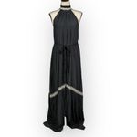 Ramy Brook  Terra High-Neck High-Low Dress‎ Women's Small Black Halter Tie Waist Photo 1