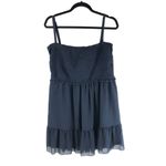 Quince  Womens Chiffon Smocked Sleeveless Mini Dress Navy Blue XL Photo 2